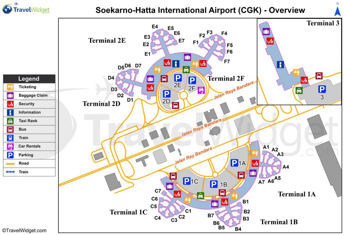 soekarno hatta aeroporto terminal mapa