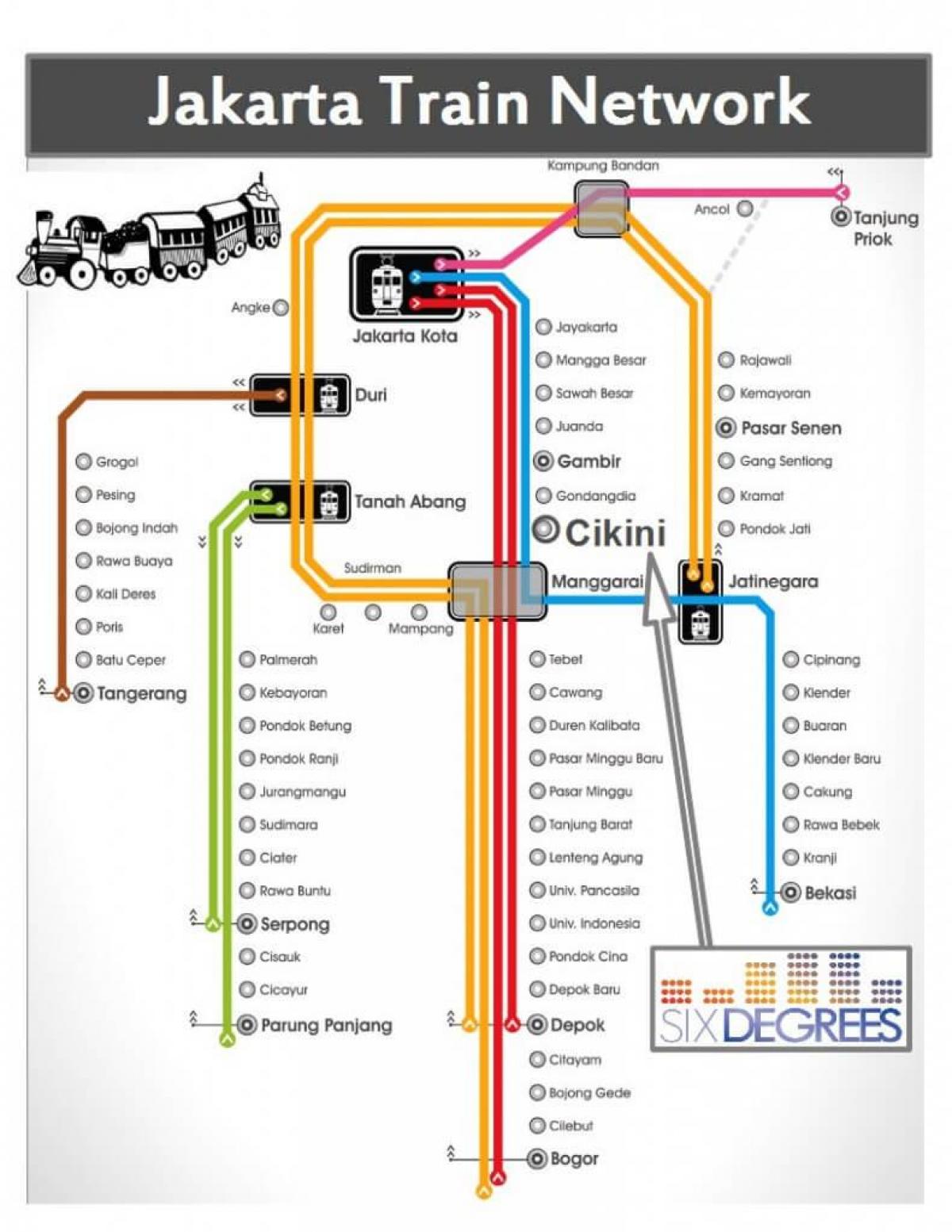 mapa de Jacarta estação de comboios