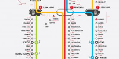 Linha de metrô mapa de Jacarta